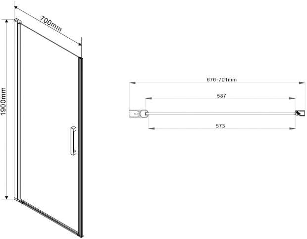 Душевая дверь в нишу Vincea Orta VDP-1O700CL 70 см, без пристеного профиля, хром