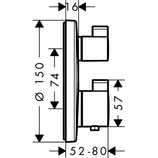 Внешняя часть встраиваемого термостата для душа HANSGROHE ECOSTAT CLASSIC (15758000)