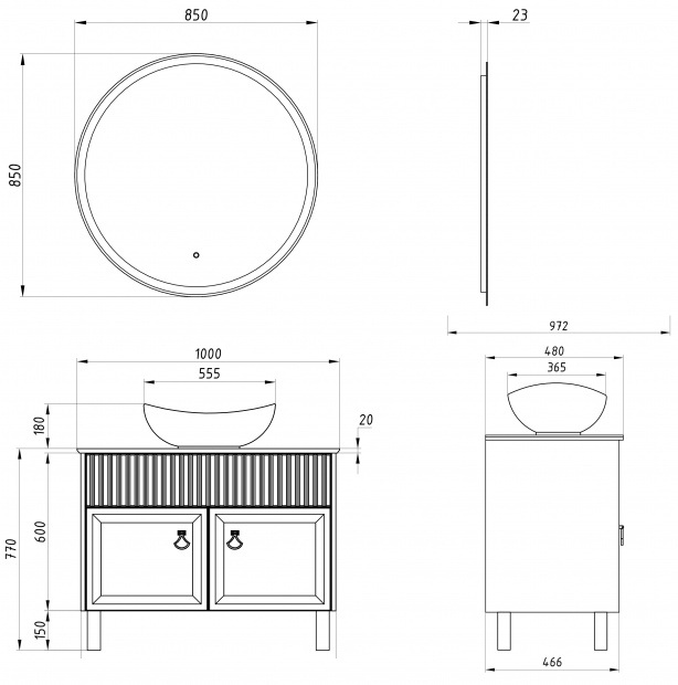 Комплект мебели ASB-Woodline Риола 100