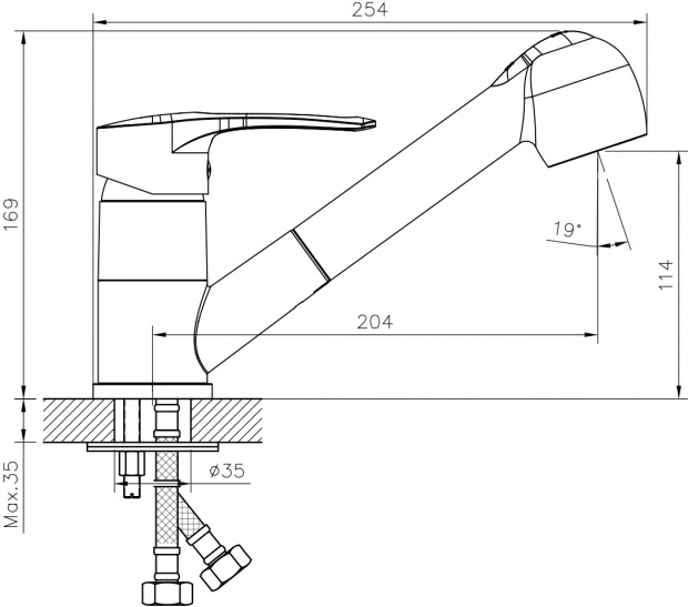 Смеситель для кухонной мойки DECOROOM SO70 SO70023 хром