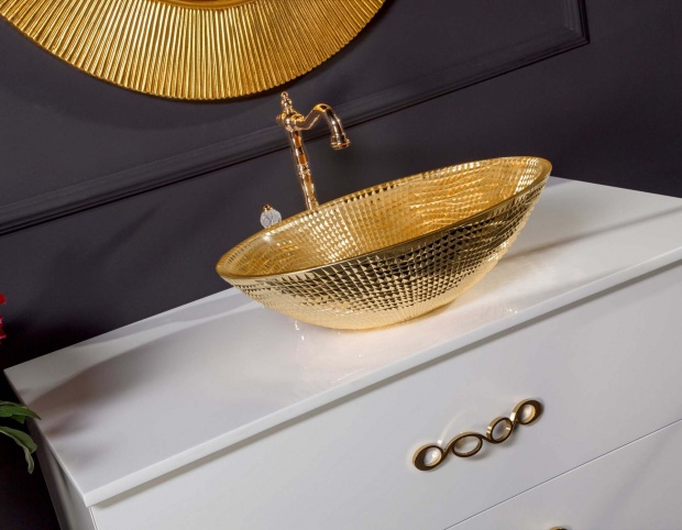 Мебельная раковина Armadi Art NeoArt хрустальная, золото