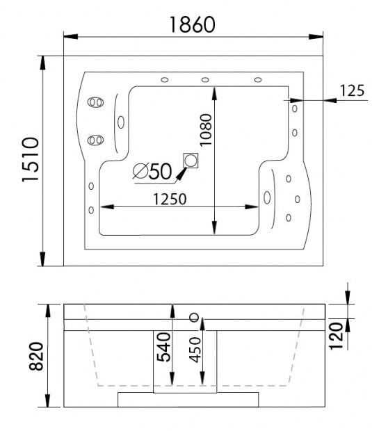 Ванна акриловая GEMY 185x150 (G9052 II B L) L