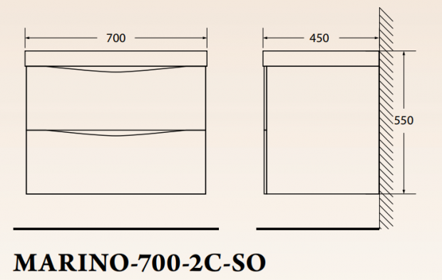 Тумба для комплекта BELBAGNO MARINO 70 Bianco Lucido (MARINO-700-2C-SO-BL-P)