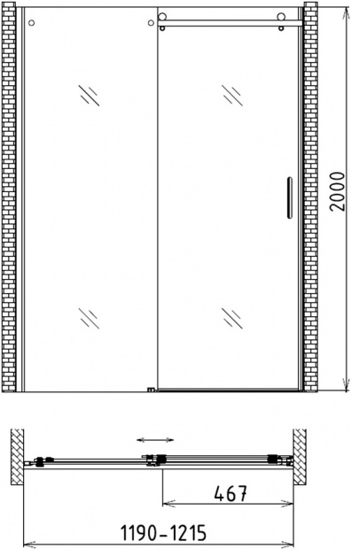 Душевая дверь Gemy Modern Gent 121.5х200 (S25191C)