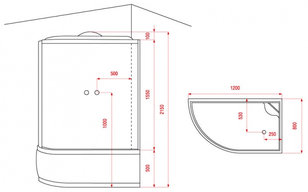 Душевая кабина гидромассажная Arcus 120x80 (AS00109L)