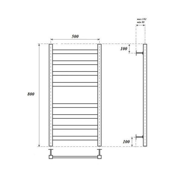 Полотенцесушитель водяной POINT МЕРКУРИЙ П8 50x80 (PN83158B) черный