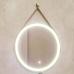 Зеркало круглое Jorno Wood 50, с подсветкой, кожаный ремень - фото №1