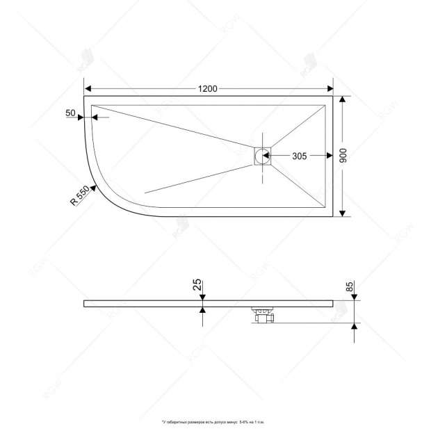 Душевой поддон RGW STONE TRAY ST/AR-G 120x90 (16154129-02R) графит