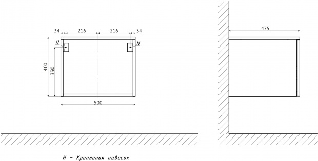 Комплект мебели с раковиной Duravit Cape Cod 55: столешница 100, дуб карпентер, без отверстий + 2 тумбы 50