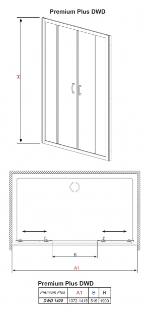 Душевая дверь RADAWAY PREMIUM PLUS DWD 190x140 (33353-01-01N)