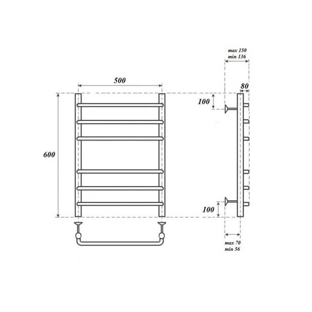 Полотенцесушитель водяной POINT НЕПТУН П6 50x60 (PN09156) хром