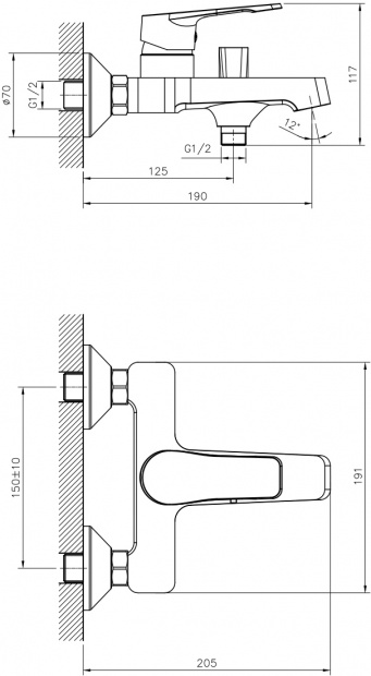 Смеситель для ванны с душем DECOROOM SO23 SO23036 хром