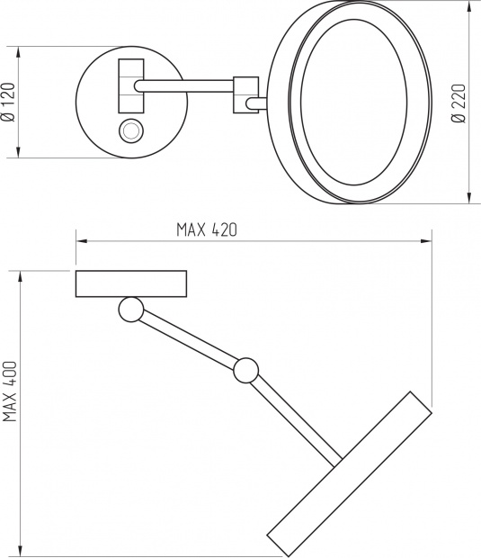 Косметическое зеркало Migliore ML.COM-50.336.BR с галогеновой подсветкой, бронза