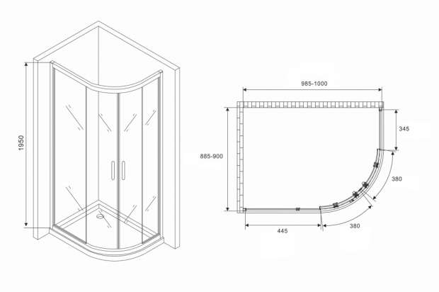 Душевой уголок ABBER SCHWARZER DIAMANT 100x90x195 (AG01190M)