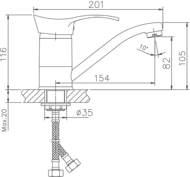 Смеситель для кухни Haiba HB4501-2 хром