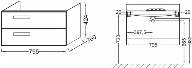 Тумба для комплекта Jacob Delafon Rythmik EB1302-E70