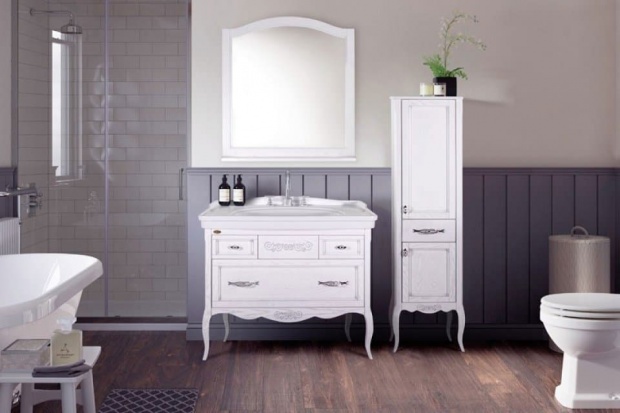 Комплект мебели ASB-Woodline Модерн 105 белая, патина серебро