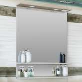 Зеркало Sanflor Бруно 70, белое, орегон, с подсветкой