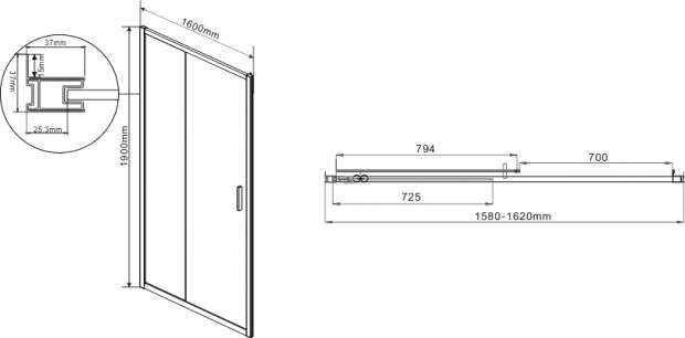 Душевая дверь в нишу Vincea Garda VDS-1G160CH 160 см, профиль хром, стекло шиншилла