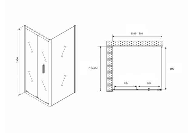 Душевой уголок ABBER SONNENSTRAND 120x75x195 (AG07120-S75)