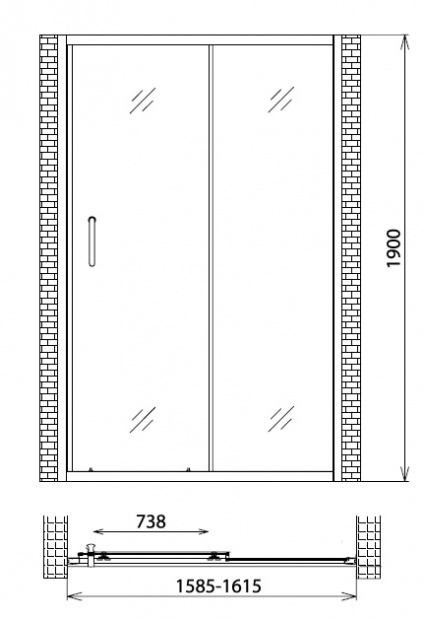 Душевая дверь GEMY VICTORIA 160x190 (S30191F)