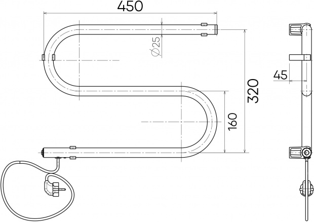 Полотенцесушитель электрический Indigo S SE1-32-45v