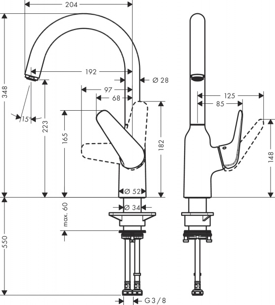 Смеситель для кухонной мойки HANSGROHE FOCUS M42 71802800 сталь