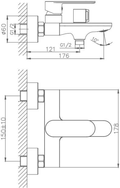 Смеситель для ванны с душем Haiba HB60590-7