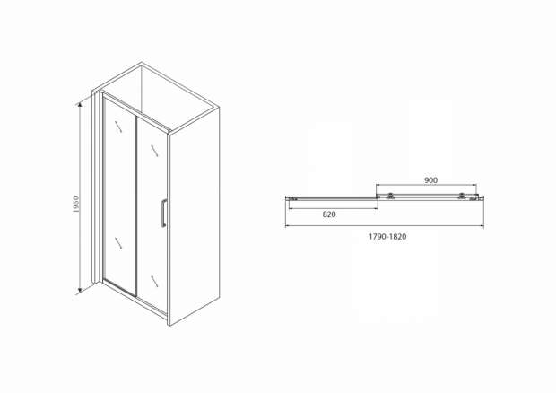 Душевая дверь ABBER SCHWARZER DIAMANT 180x195 (AG30180BH)
