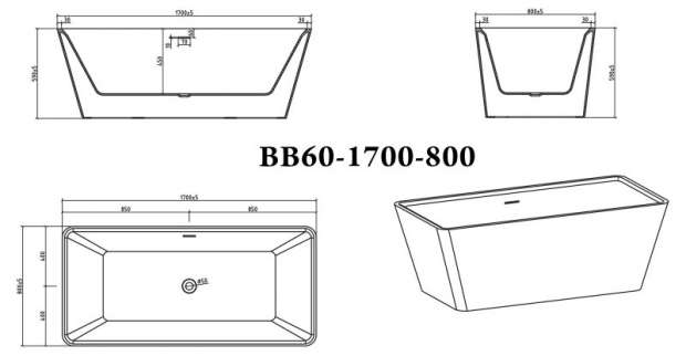 Акриловая ванна BelBagno BB60-1700