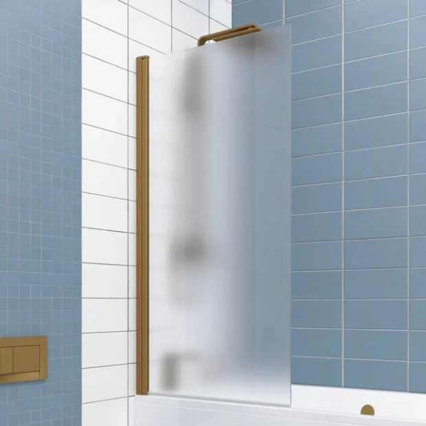 Шторка на ванну Kubele DE020 DE020P601-MAT-BR-70х150 150х70, профиль бронза светлая, стекло матовое
