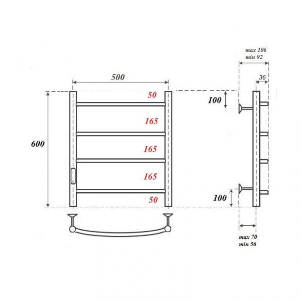 Полотенцесушитель электрический POINT АФИНА П4 50x60 (PN04756W) белый