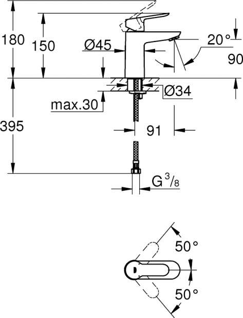 Смеситель для раковины Grohe Start Edge 23344000