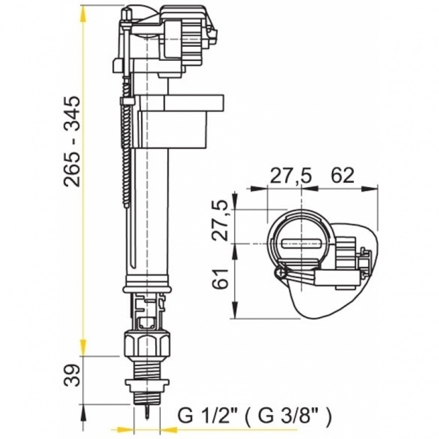 Впускной клапан для бачка ALCA PLAST (A17-3/8")