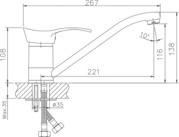 Смеситель для кухни Haiba HB4401 хром