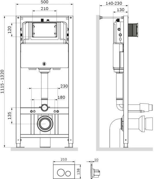 Инсталляция для унитазов AM.PM Pro I012704.9038 с клавишей Pro L, черный матовый