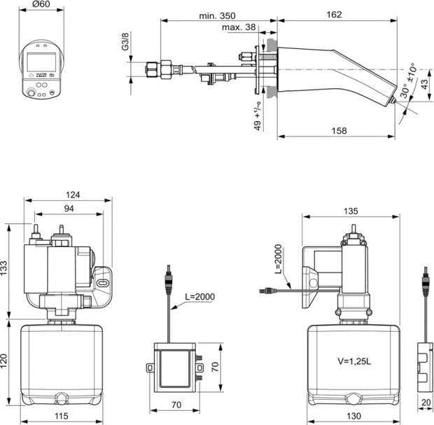 Термостатический смеситель Ideal Standard Intellimix A7707B3 для раковины с бесконтактным управлением черный