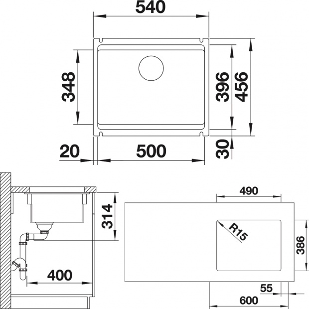 Мойка кухонная Blanco Etagon 500-U 525155 черная
