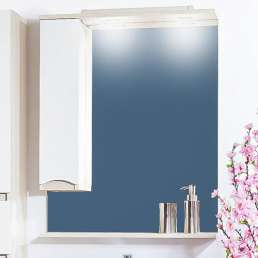 Зеркало-шкаф Бриклаер Токио 80 L светлая лиственница, белый глянец
