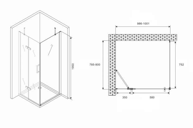 Душевой уголок ABBER ZART 100x80x195 (AG08100-S81)