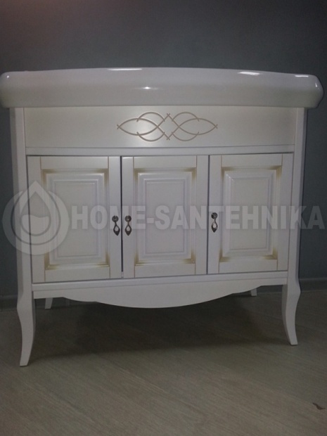 Комплект мебели Opadiris Лоренцо 100 белый с патиной