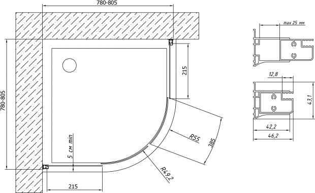 Душевой уголок Vegas Glass ZS 80x80x189 (ZS 80 01 10)