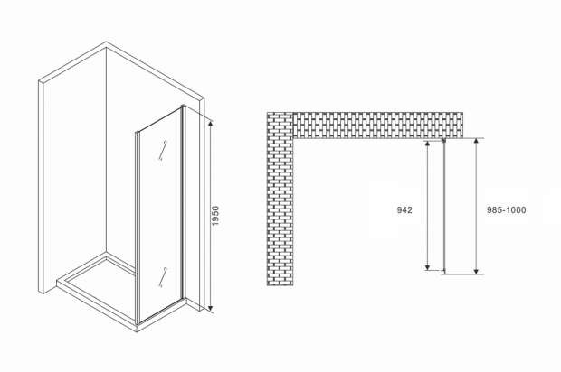 Боковая стенка ABBER SCHWARZER DIAMANT 100x195 (S100B)