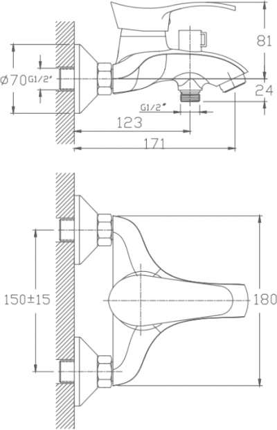 Смеситель для ванны с душем Haiba HB6001