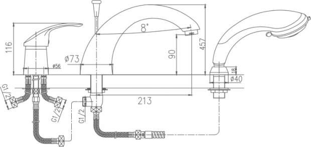 Смеситель на борт ванны Haiba HB1121