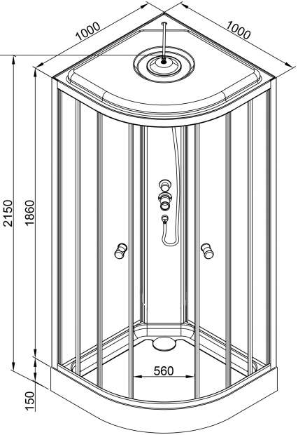 Душевая кабина DETO L801GM+ELBLACK