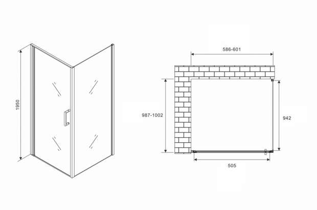 Душевой уголок ABBER SONNENSTRAND 60x100x195 (AG04060M-S100M)