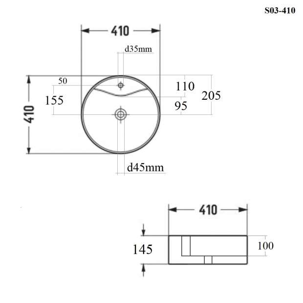 Раковина накладная BOND CIRCLE 40 (S03-410)