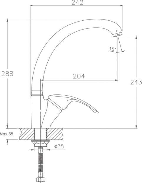 Смеситель для кухни Haiba HB4221-5 сатин