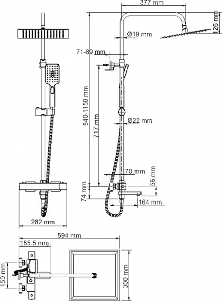 Душевая стойка Wasserkraft Exter (A19901Thermo)